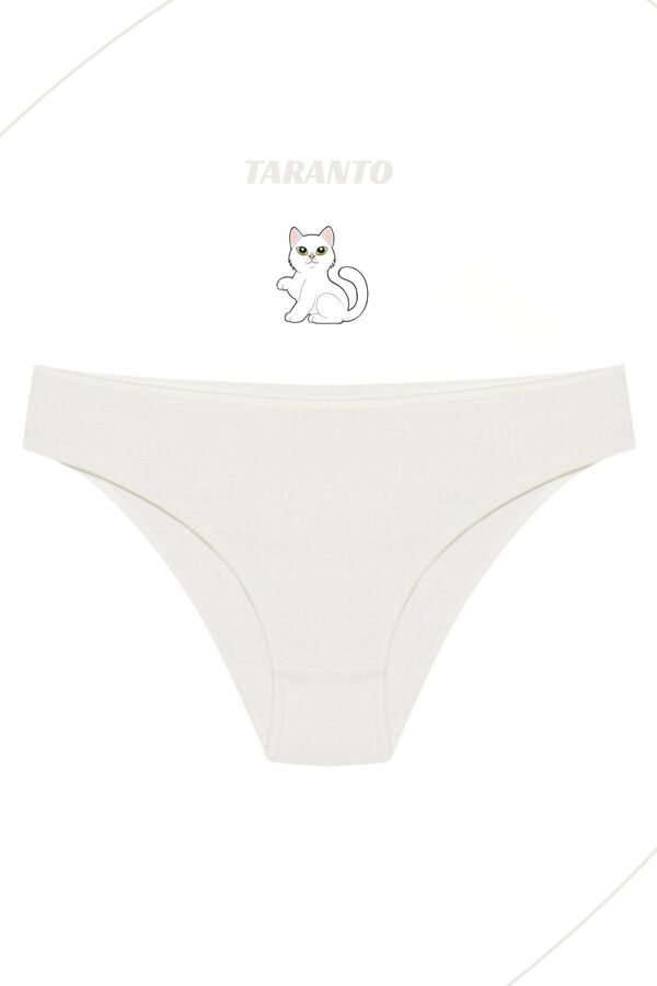 MİSTİRİK-Taranto Model High Waist Ribbed Flexible Cotton Slip Panties White Color 1