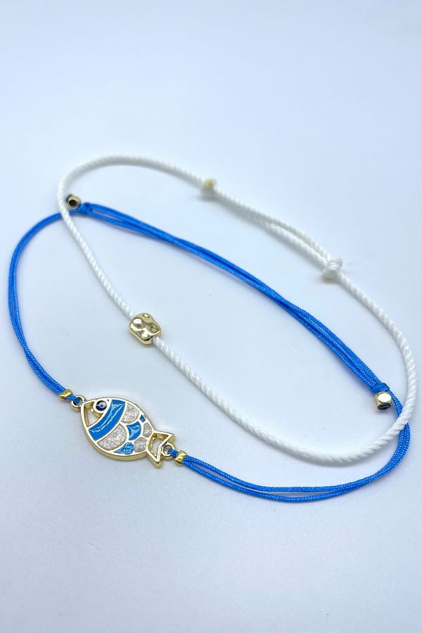Concept HuBuTU-2 Pieces Minimal Fish Luck Figured Rope Summer Anklet Set 1
