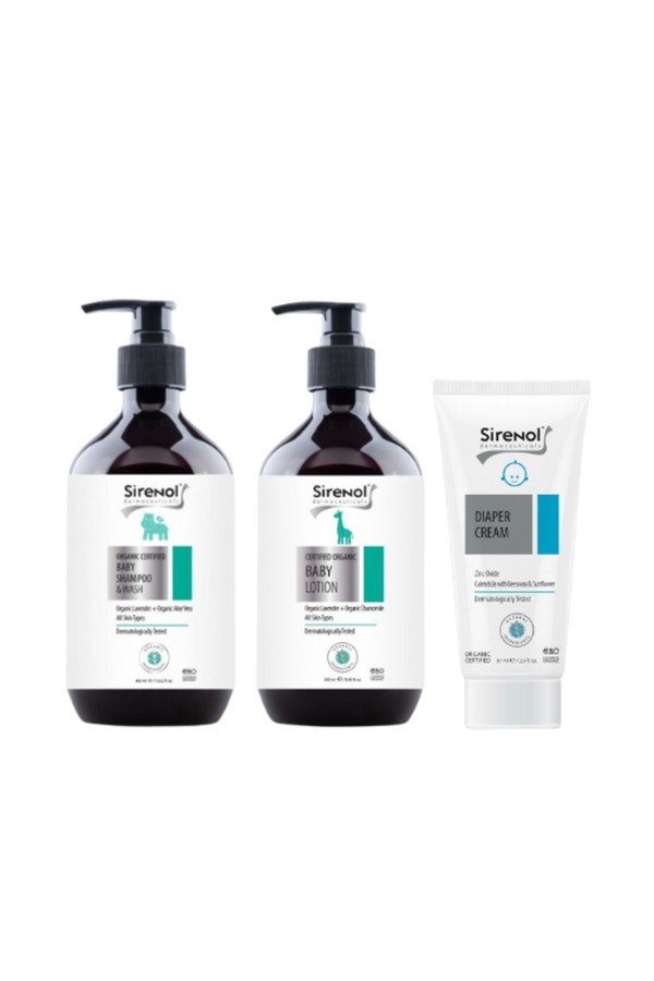 Sirenol Organik Bebek Şampuanı, Losyonu ve Organik Pişik Kremi Set 400 mL / 250 mL / 87 mL