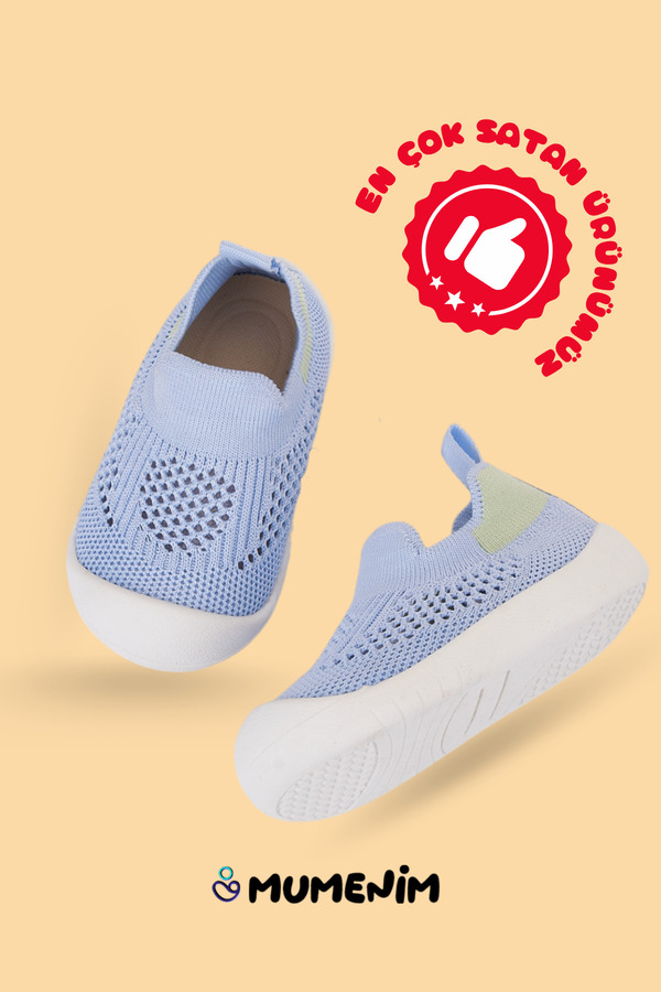 Mumenim Luuq Bebek - Çocuk Esnek Ortopedik Yumuşak Taban Şık Mavi İlk Adım Spor Ayakkabısı - Spor Sneaker