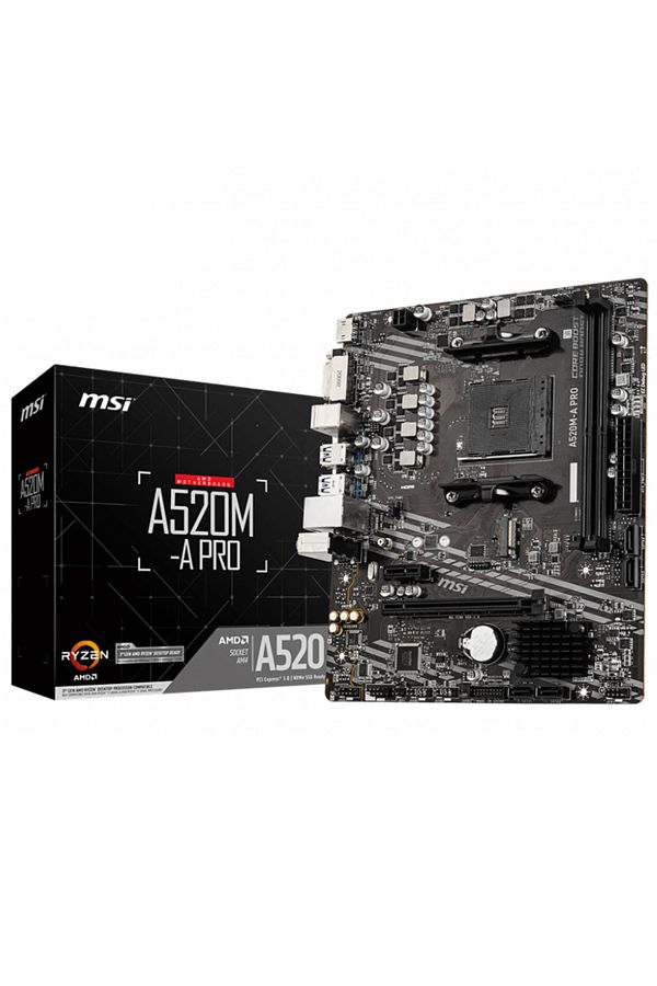 MSI-لوحة أم للألعاب A520m-a Pro AMD A520 مقبس Am4 Ddr4 4600(OC)mhz Matx 1