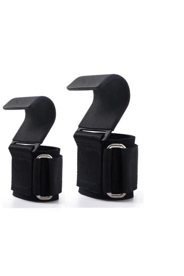 Choice-2Pcs-Black 2PCS Weight Lifting Hook Grips Lifting Hooks with Non-Slip Wrist Straps Power Hooks for G 1