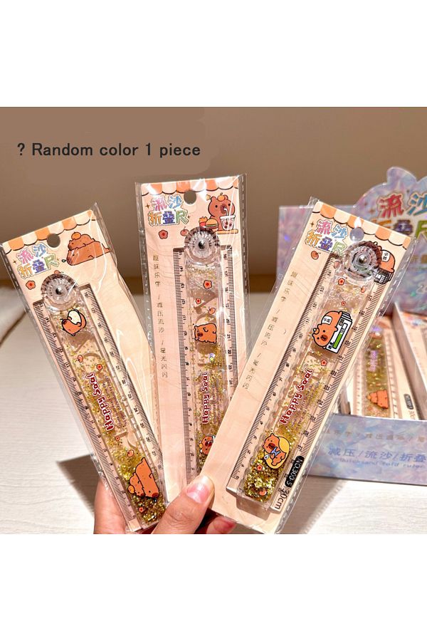 Choice-1pcs Folding ruler Multi-function Drawing Tools Student Stationery Measuring Tools Cartoon Capybara 1
