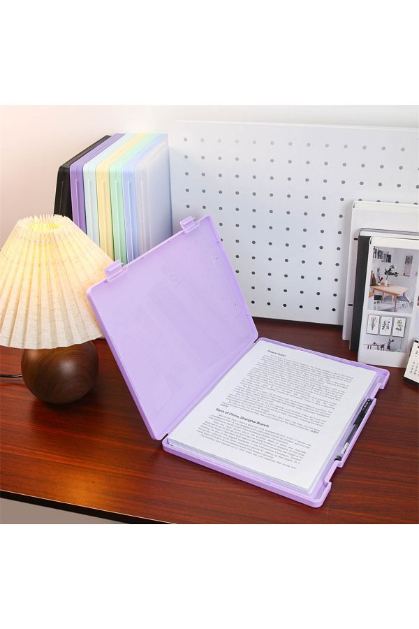 Choice-VIOLET A4 transparent data storage box, folder, large capacity, multifunctional student test paper, 1