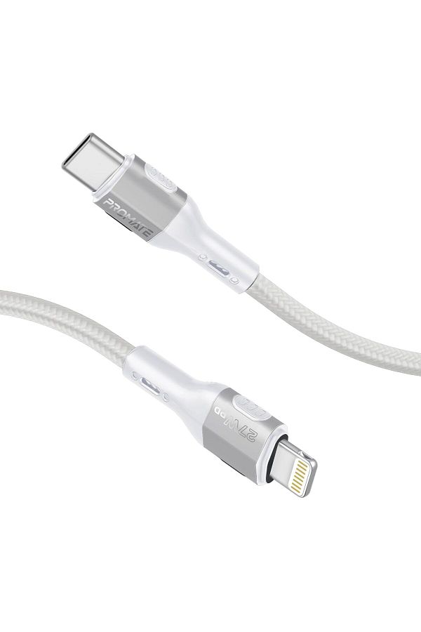 Promate-كابل USB-C إلى Lightning قوي، شحن سريع ونقل بيانات بقوة 27 وات، موصل فائق النحافة 1