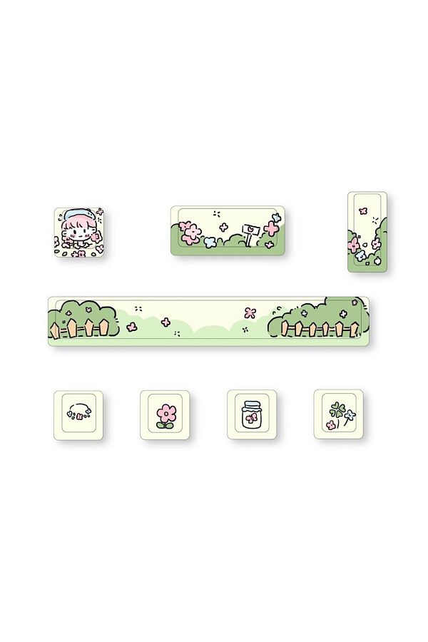 Choice-Cyan Cute Theme Personalized Addition Key Cap Eight Piece Set with Five Sides of Thermal Sublimation 1
