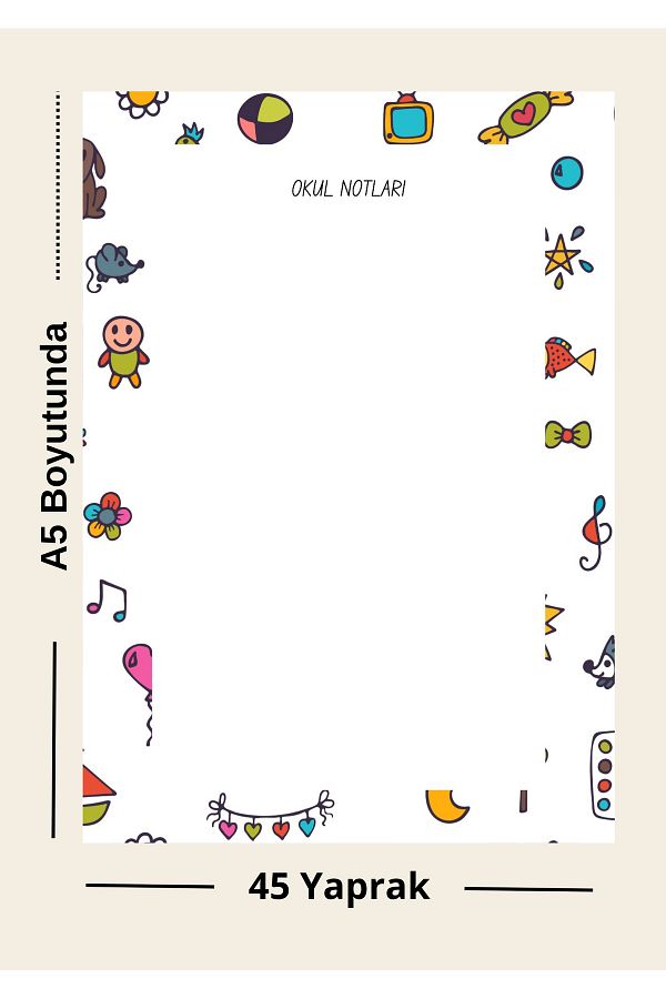 Ez&Tu Stıcker-A5 Check-And-Pick Note Paper with Color Figures – 45 Sheets (School Notes) 1