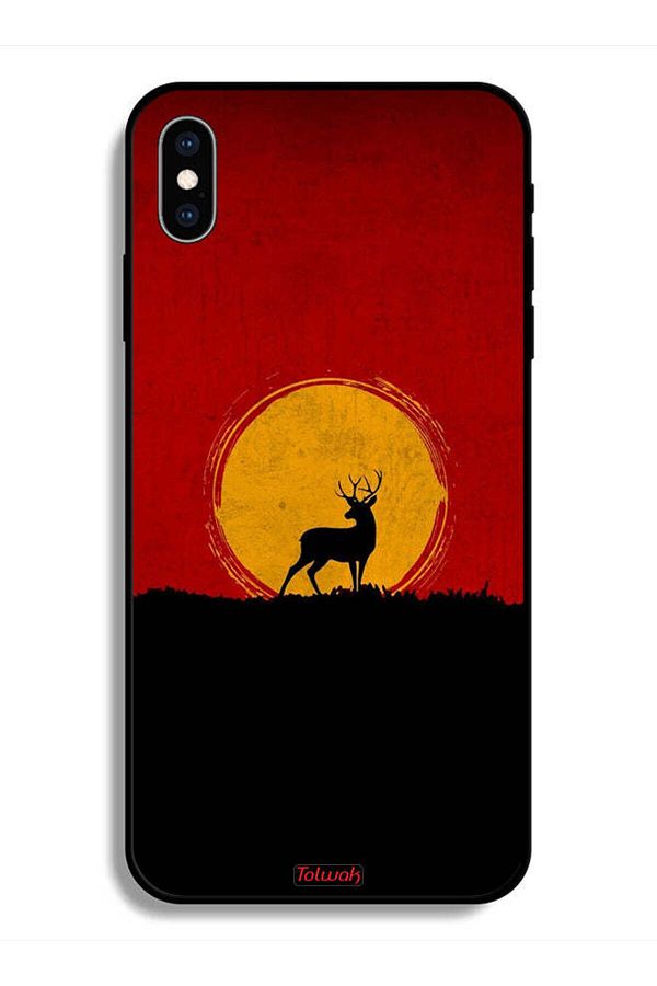 Tolwak-Protective Case For Apple iPhone X Deer And Moon Artwork 1