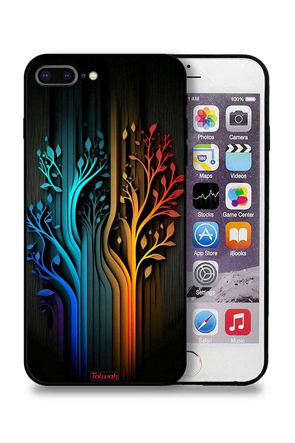 Tolwak-Apple iPhone 7 Plus Protective Case Tree Leaves Art 1