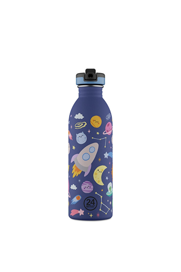 24 Bottles Kids Bottle Space Friends Pipetli Paslanmaz Çelik Çocuk Su Matarası 500 ml