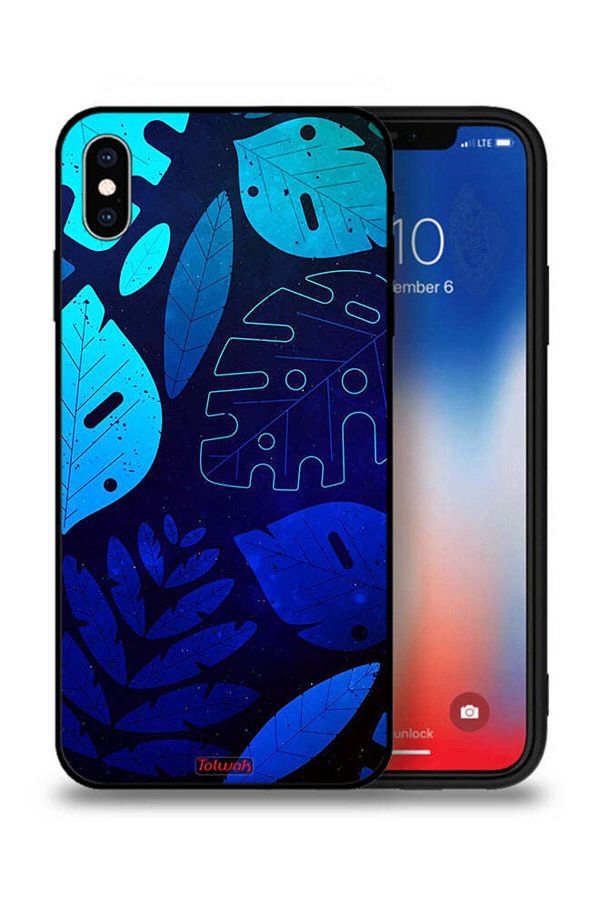 Tolwak-Apple iPhone XS Max Protective Case Leaves Pattern 1