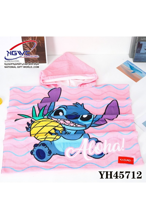 KAZUKO-Lilo & Stitch Super Soft Hooded Poncho Towel in a Cozy Design 1