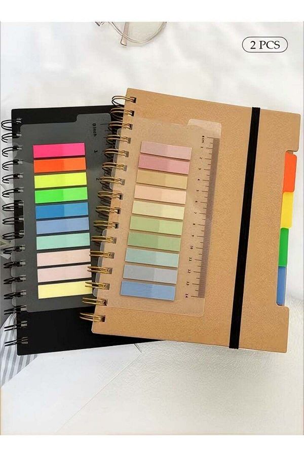Generic-DUNISO 2 Pcs Spiral Notebook For Work, Hardcover Notebooks, College Ruled With Dividers Tabs Bound J 1