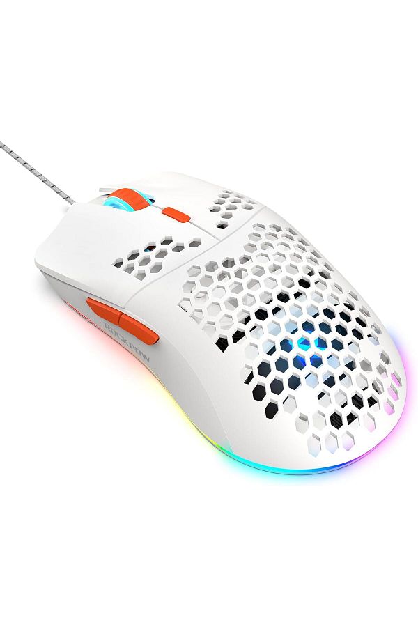 ROCK POW-Gaming Mouse with Honeycomb Design, 8000 DPI, Optical Sensor, 6 Programmable Buttons, RGB W 1