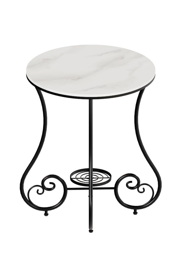 sharpdo-Side Table, Round Side Table, Rock Slab Table With Metal Frame, Coffee Table, Bedside Table 1