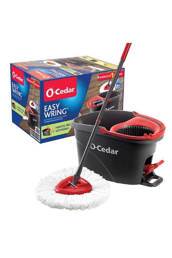 rexa-EasyWring Easy-to-Use Spin Mop and Bucket System Grey and Red 1