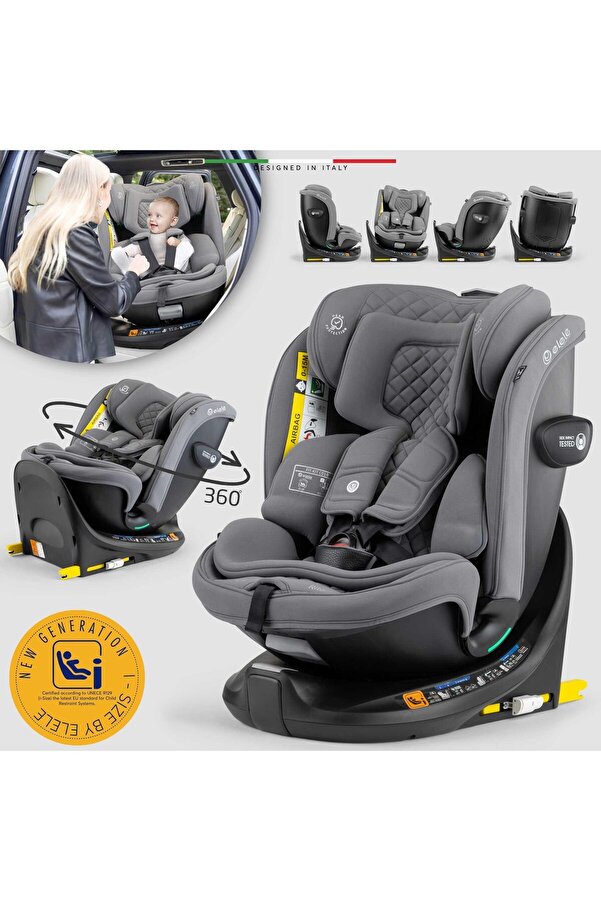 Elele RitornoFix 360° Dönen I-Size Oto Koltuğu İsoFix 40-150 CM 0-36 KG Gri