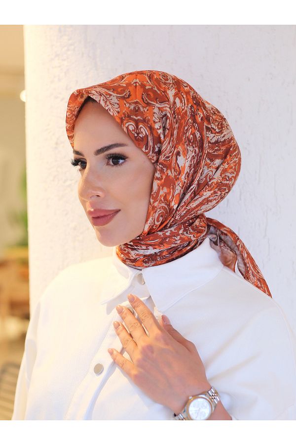 efdal şal eşarp-Flora Pattern Imported Cotton Scarf 1