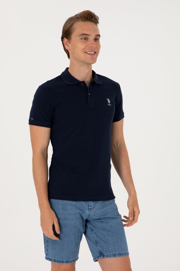 U.S. Polo Assn. Men's Slim Fit Polo Neck Navy Blue Basic T-Shirt 50298041-Vr033