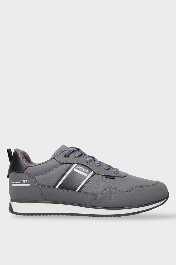 Liger-Men's Leather Laced Casual Sports Shoes Smoked - Black 1