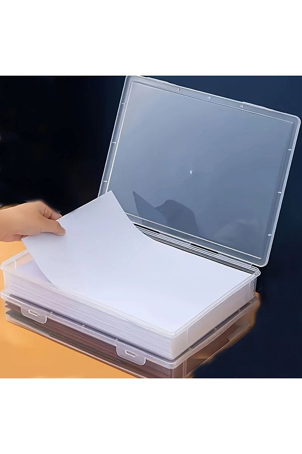Choice-1Pc A4 Size Clear Plastic Storage Box with Flip Top Lid - ABS Material, Dustproof Desktop Organizer 1