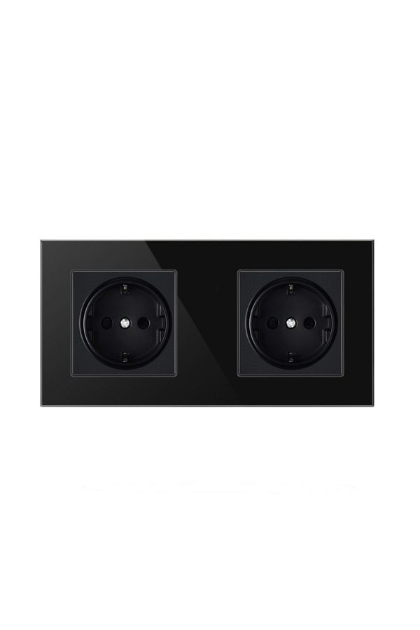 TECHSTAR-® Crystal Ts2 Socket, Double, Tempered Glass, Onyx Black Color, 16a 1