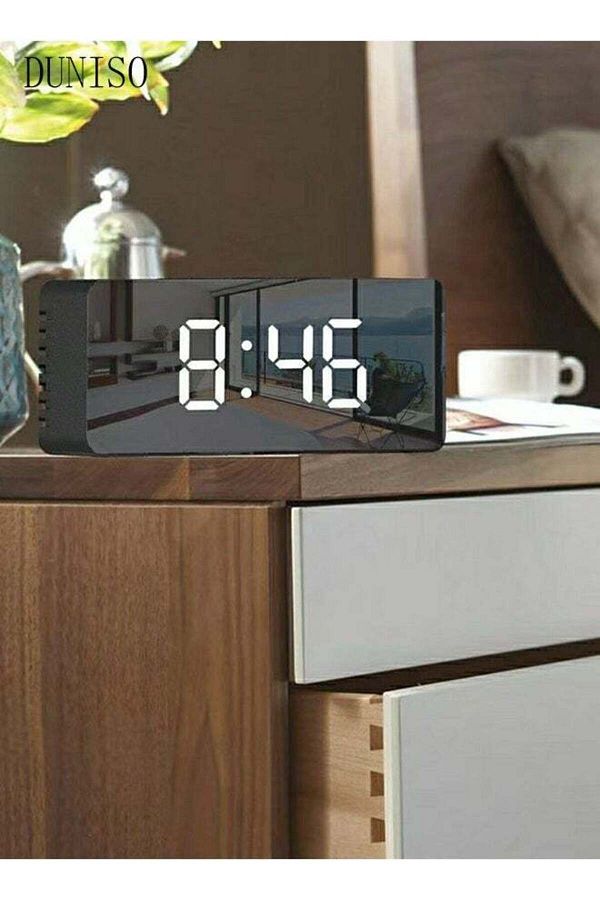 Generic-ساعة منبه رقمية من DUNISO، ساعة إلكترونية لسطح المكتب مزودة بمنفذ USB، وضع الغفوة، قابلة للتعديل، 2 بوصة 1