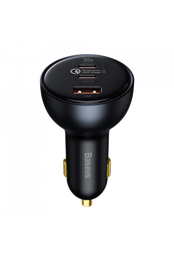 Baseus-Încărcător auto 2xTip-C, USB, cablu Tip-C, (TZCCZM-0G) - Negru 1