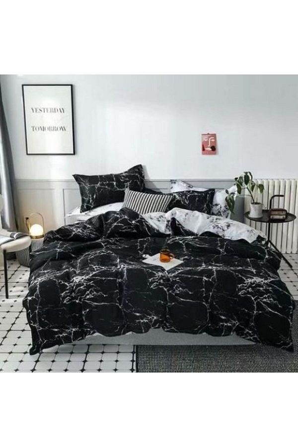 LUNA HOME-Single Size Bedding Set 4 Pieces Without Filler, marble design. 1