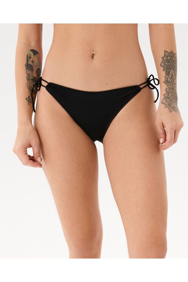 Ayma Active-Black Drawstring Triangle Bikini Bottom 1