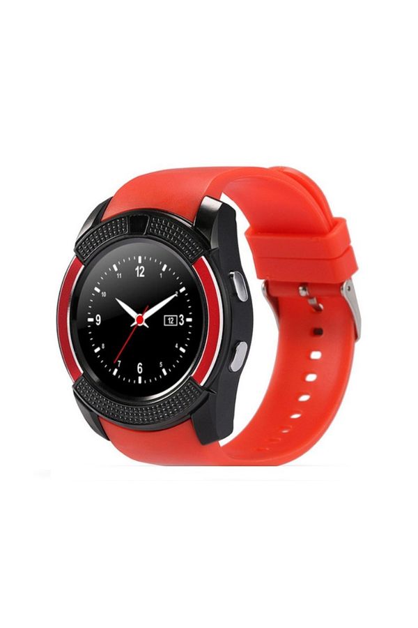 TECHSTAR-Watch Smartwatch V8 Red HandsFree Bluetooth 3.0 Micro SIM Android Camera 1.3MP 1