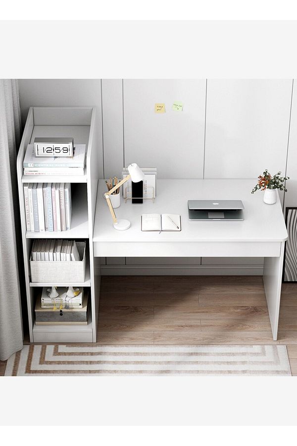 sharpdo-Home Office Desk, Simple Computer Desk With Opened Storage Shelves 132*40*120 cm 1