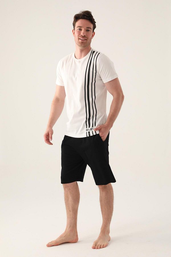 Arnetta-Short Sleeve Men's Bermuda Set, Plus Size Shorts Set, 100% Cotton Bermuda Set 1
