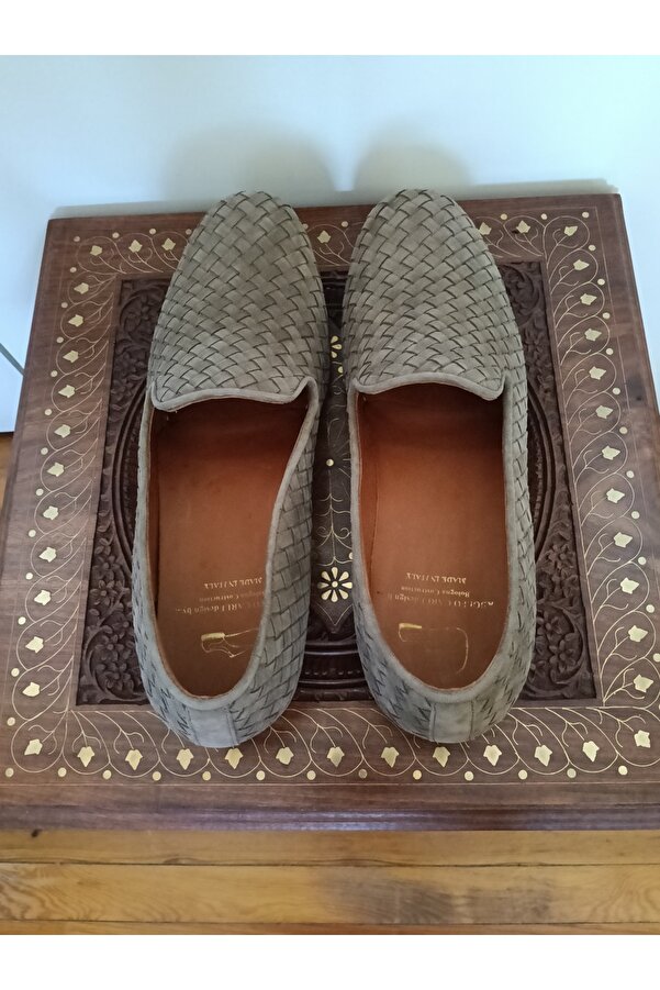 Adolfo Carli Unisex Handmade Genuine Leather Suede Hand-Knit Beige