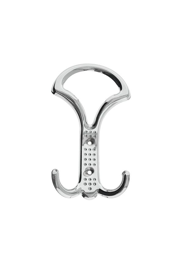 OEM-Metal hanger for furniture or wall, 3 hooks, MOB-65957, 2 mounting holes, 160 x 90 x 30 mm, chrome 1
