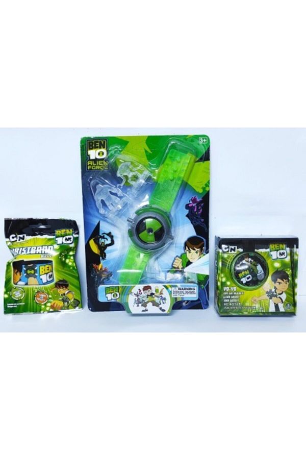 Brother Toys-Ben10 Space Clock with 2 Figures with Lights and Music + Ben10 Armband + Ben10 Yoyo with Luminous Effect Set of 3 1