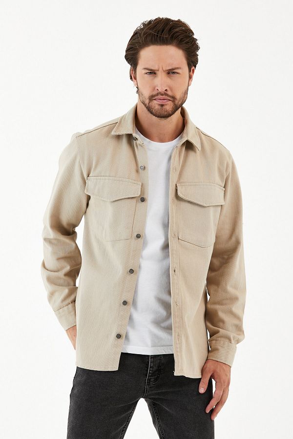 Denim shirt outlet with jacket