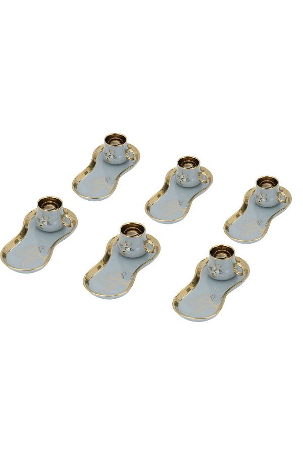Alsaif Gallery-A set of white and gold coffee cups with a tree pattern, 12 pieces 1