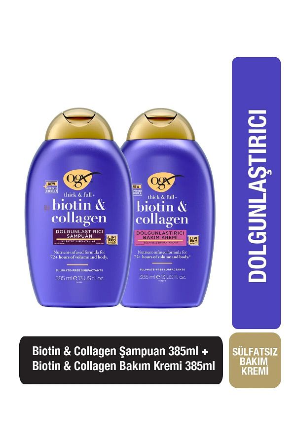 OGX-Biotin and Collagen Sulfate-Free Shampoo + Hair Care Cream - Plumping 385 ml 1