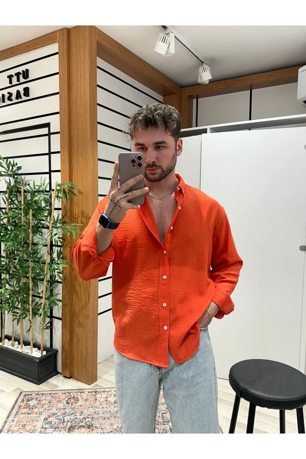 UTTBASİC-Oversize Textured Shirt 1