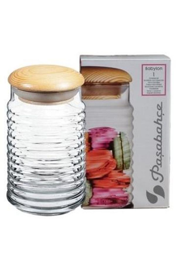 Paşabahçe-43183 Babylon Wooden Lid Jar 1.5 Lt 1