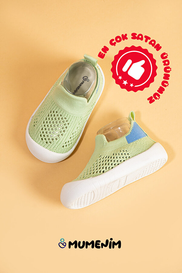Mumenim Luuq Bebek - Çocuk Esnek Ortopedik Yumuşak Taban Şık Yeşil İlk Adım Spor Ayakkabısı - Spor Sneaker