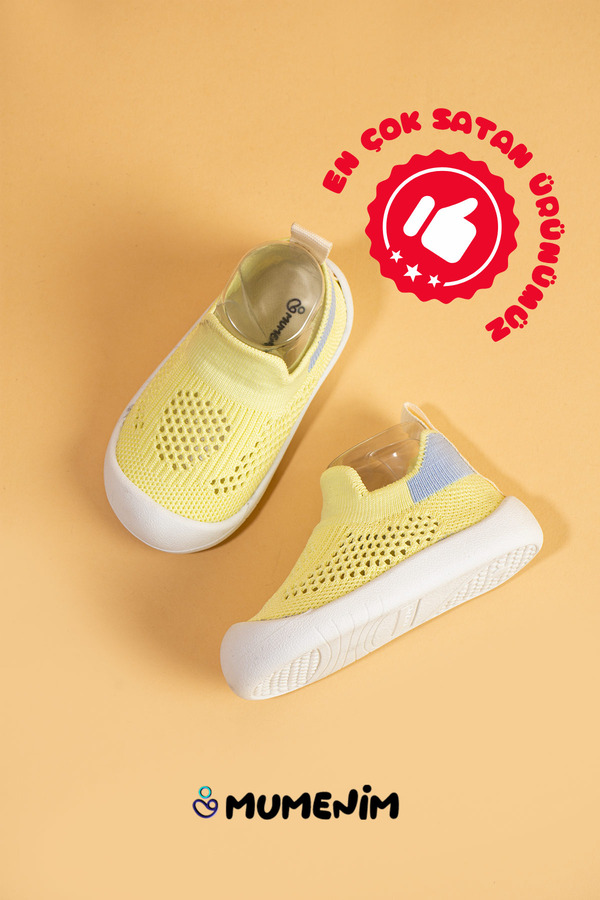 Mumenim Luuq Bebek - Çocuk Esnek Ortopedik Yumuşak Taban Şık Sarı İlk Adım Spor Ayakkabısı - Spor Sneaker