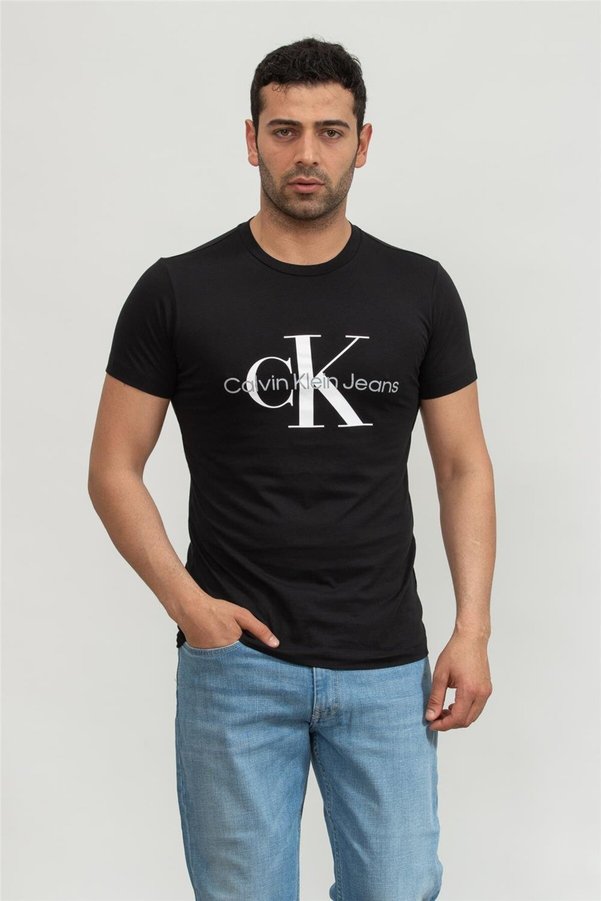 Calvin Klein Core Monogram Slim Tee Men's Crew Neck T-Shirt Black