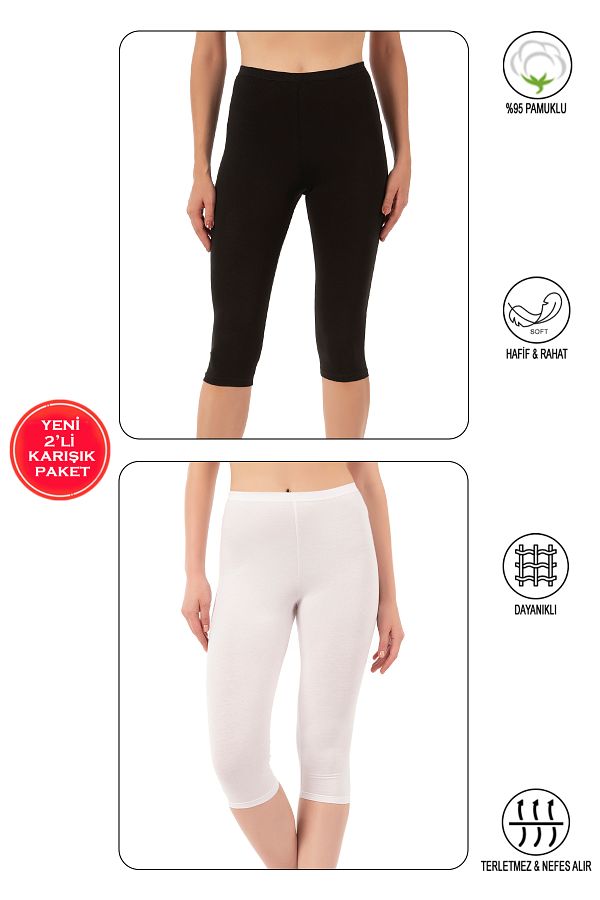 ÖZKAN underwear-Özkan 0458 Pachet de 2 femei 95% bumbac Lycra țesătură jerseu simplu Negru Alb Culori mixte Elastic Confortabil Yu 1