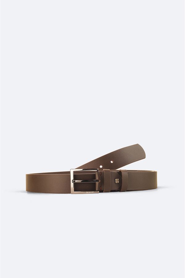 Avva-Men's Brown Plain 100% Leather Belt A32y9322 1