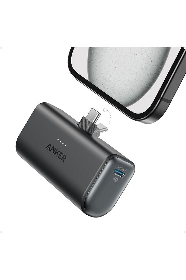 Anker-بنك الطاقة أنكر نانو، شاحن محمول صغير مع موصل USB-C مدمج قابل للطي، بطارية 5000 مللي أمبير/ساعة 1