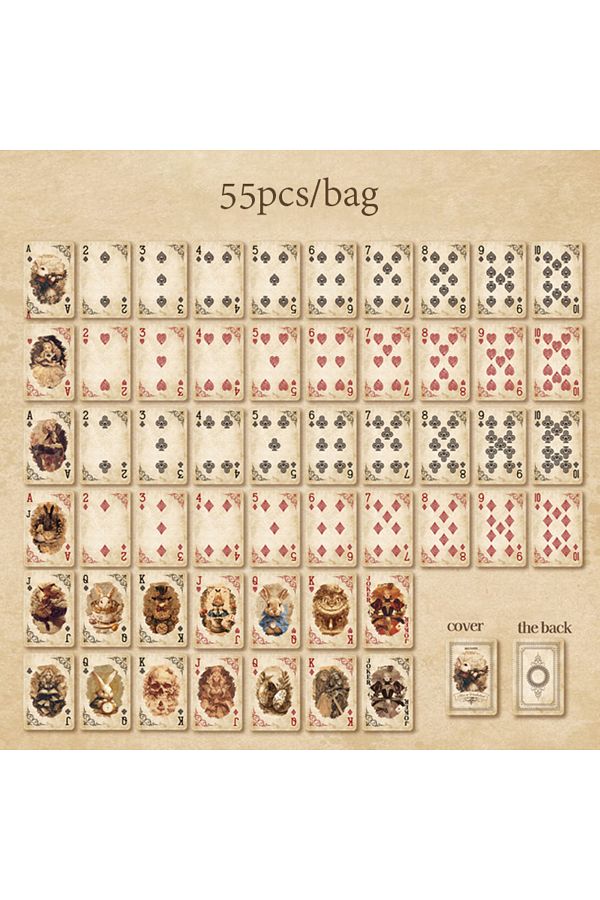 Choice-S23273-1 Mr. Paper 1Style 55Pcs/pack Retro Alice Series Playing Cards for DIY Handbook Entertainment 1