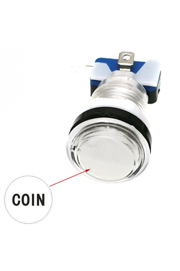 Choice-COIN white 5V 12V Light Push Button 33mm Led Illuminated Clear Plastic For Coin Arcade Joystick Game 1