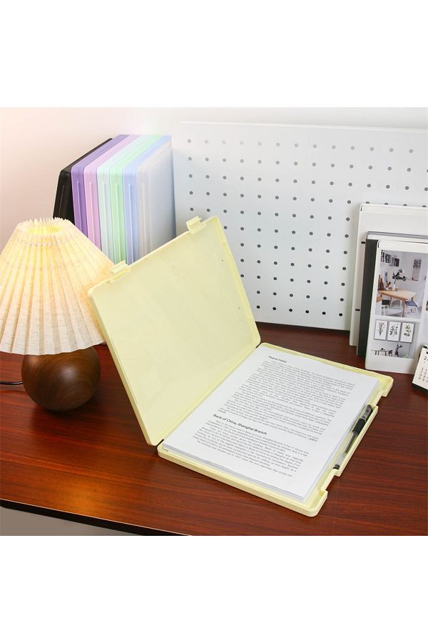 Choice-Yellow A4 transparent data storage box, folder, large capacity, multifunctional student test paper, 1